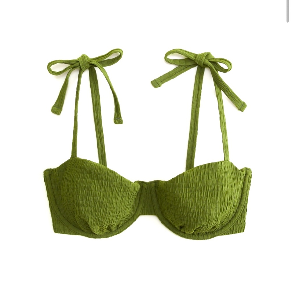 Abercrombie Tie-Strap Underwire Bikini Top | Olive Green XL (36DD 38C 38D)